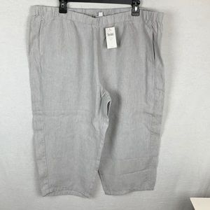 NWT J. Jill Love Linen Crop Pants Zinc White XLP